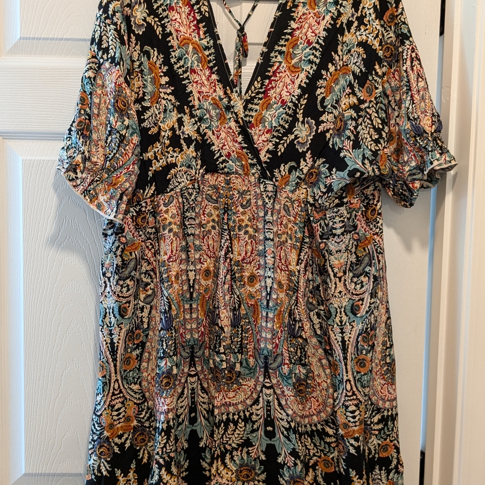 Floral V-Neck Dress Boho Daughter Of India Style Beach Summer Sexy Rayon Viscose